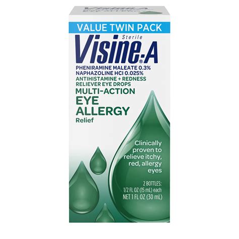 Visine-A Antihistamine + Red Eyes Multi-Action Allergy Relief Eye Drops ...