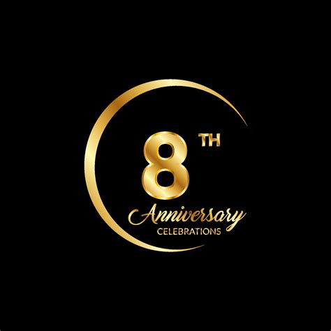 8 years anniversary. Anniversary template design concept with golden ...