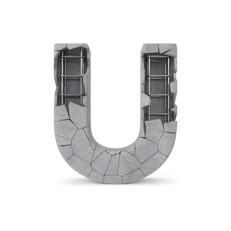 Broken concrete alphabet u | Premium Photo