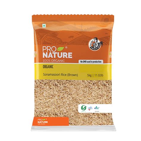 Pro Nature 100% Organic Sonamasoori Rice, Brown, 5kg : Amazon.in ...