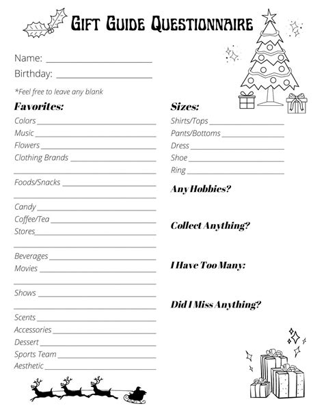 Christmas Gift Questionnaire - Etsy in 2024 | Christmas gift ...