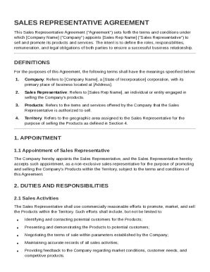 Sale Rep Contract Template - Fill and Sign Printable Template Online