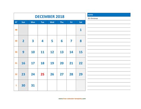 Decemeber 2018 Calendar Template Calendar Template Printable