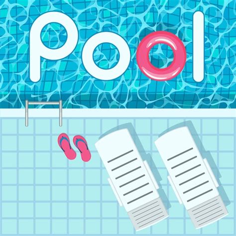 Piscina e espreguiçadeiras Vista de cima | Vetor Premium