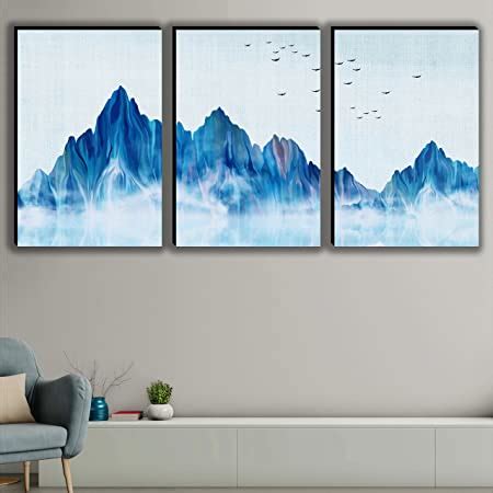 SAF Set of 3 Golden Mountain MDF Self Adhessive UV Textured Painting 27 ...