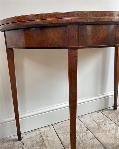 Antique card table, Georgian card table, mahogany demi lune, folding ...