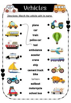 Transportation Vehicles Worksheet 的图像结果