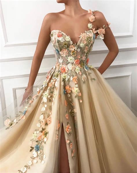 Luxury Floral A-Line Prom Dress,A-Line Sweetheart Evening Dress,Prom ...