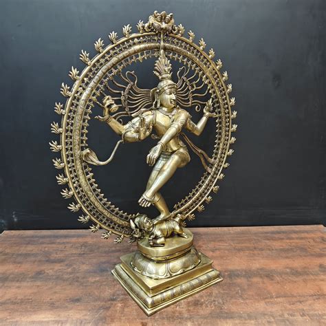 Brass Dancing Shiva as Nataraja Statue Antique Finish 3 Feet – StatueStudio