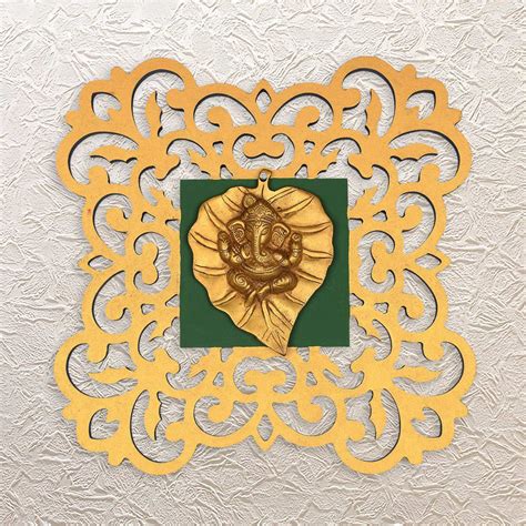 Selling Quickly! 16″ Brass Ganesha Leaf Wall Frame