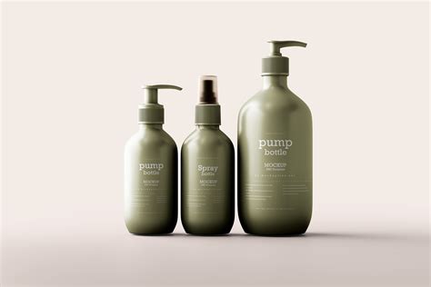 Small Green Bottle With Pump Mockup Psd