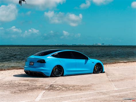 Bagged Tesla Model 3, back