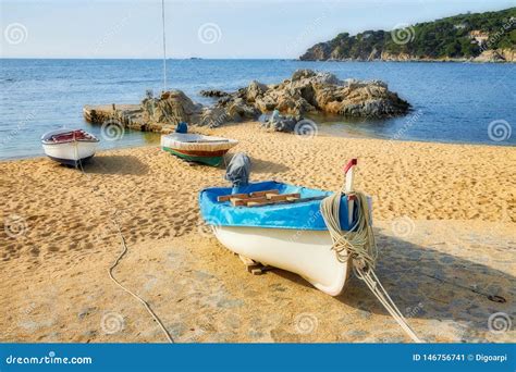 Traditional Boats in a Spanish Town Calella De Palafrugell in Costa ...