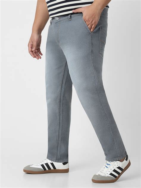Plus Men's Light Grey Regular Fit Washed Jeans Stretchable – Urbano Fashion