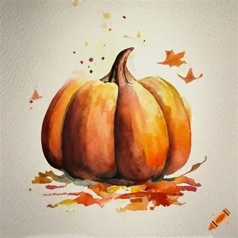 Watercolor painting of pumpkins in autumn on Craiyon
