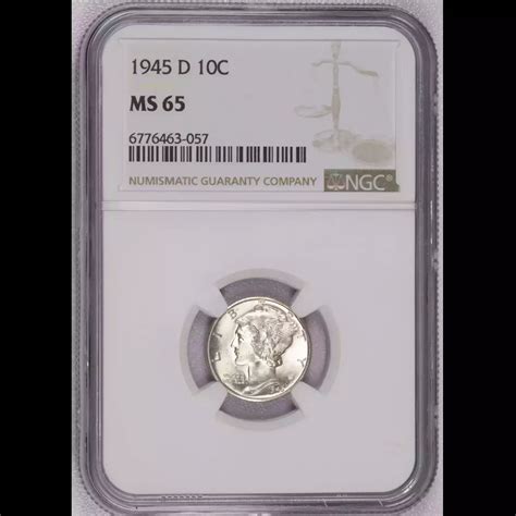 1945-D Dimes Winged Liberty Head or Mercury NGC MS-65 - Hertel's Coins Inc.