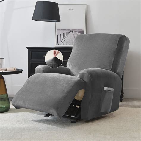 Premium Dark Grey Velvet Recliner Sofa Cover | Elastic & Full Fitted ...