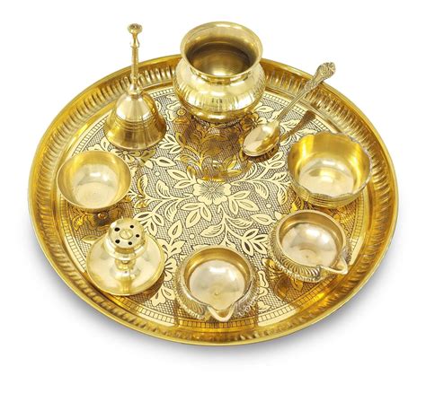 BENGALEN Pooja Thali Set Brass 10 Inch Puja Thali with Pital Plate ...