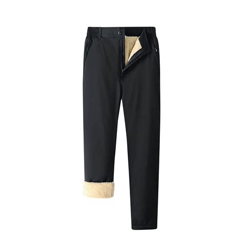 XFLWAM Men's Winter Fleece Lined Pants Zip Up Trousers Work Business ...