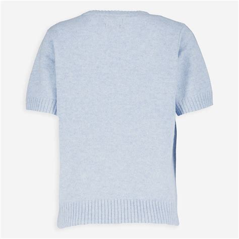 Blue Lambswool Blend Short Sleeve Jumper - TK Maxx UK