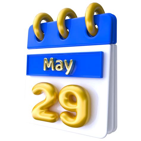 May 29th Calendar 3D Render 34339314 PNG