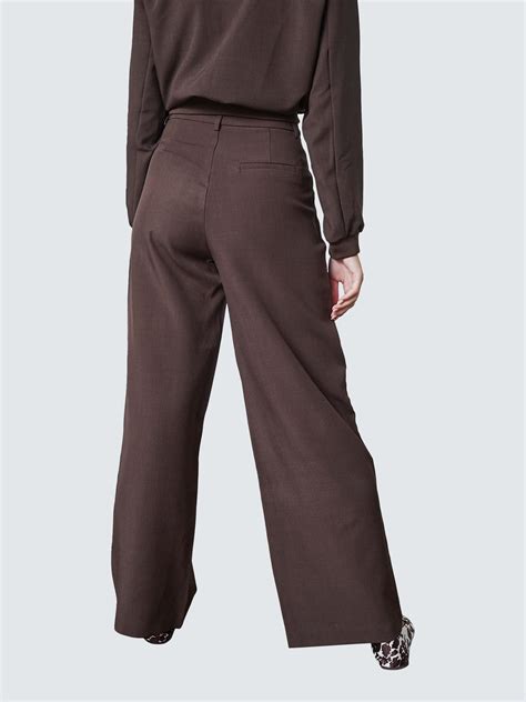 Sisters Point Relaxed Fit Wide Leg Trousers, Chocolate