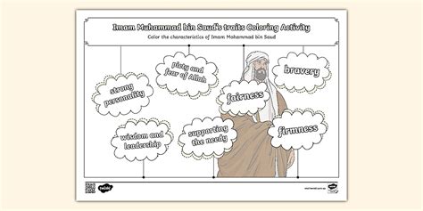 Coloring Activity: Imam Mohammad bin Saud's Characteristics