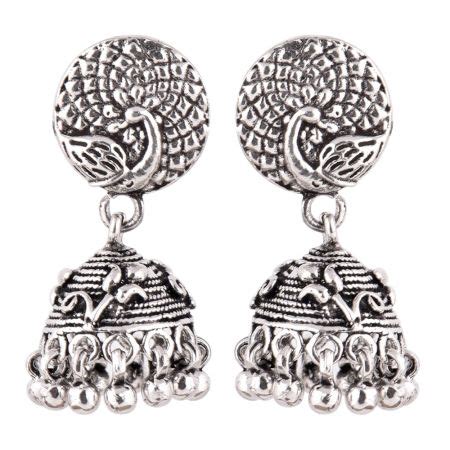 Buy Over 200 Design Peacock Jhumka Earrings Silver Online in India