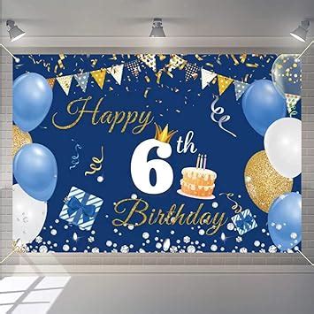 6. Geburtstag Deko Junge Mädchen, Sechster Geburtstag Banner Blau ...