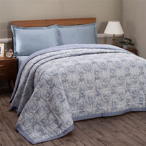 Buy Maspar Vintage Art Nouveau Evan 100 GSM Cotton Quilted Machine Blue ...