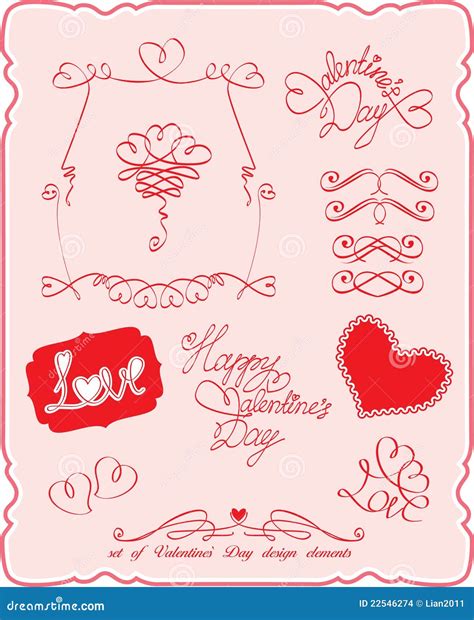 Set of Valentine`s Day Symbols and Design Elements Stock Vector - Illustration of celebration ...