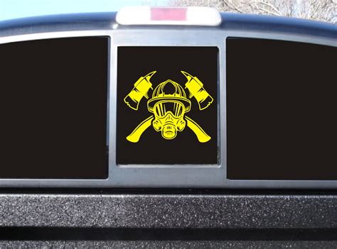 Firefighter Helmet Gear and Axes Vinyl Decal