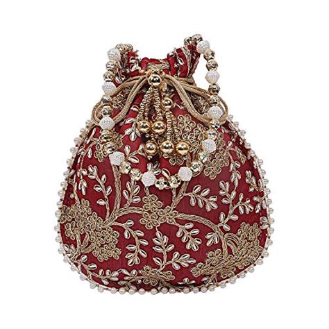 Kuber Industries Silk Embroidered Women Potli Bag (Maroon) -CTKTC8813 ...