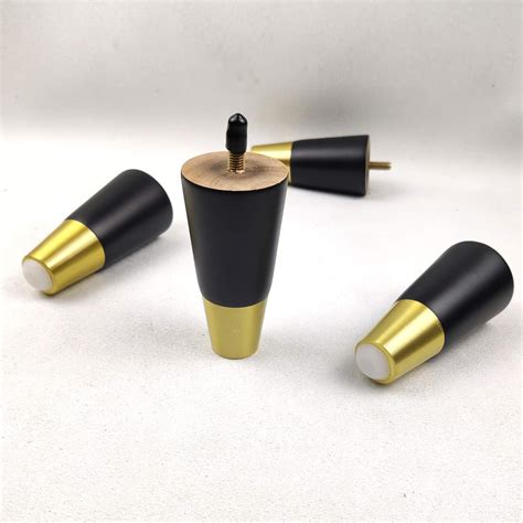 Buy Dresser Legs 4 inch Ottoman Legs Set of 4 Round Tapered Gold ...