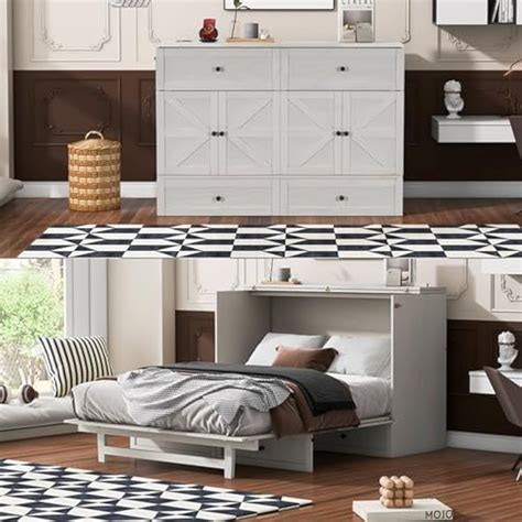 Harper&BrightDesigns Queen Size Murphy Bed with Charging Station ...