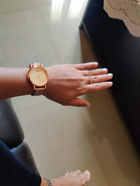 Louis Devin Rose Gold Metal Mesh Chain Analog Wrist Watch for Women ...