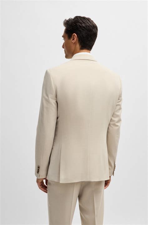 BOSS - Three-piece slim-fit suit in micro-patterned fabric