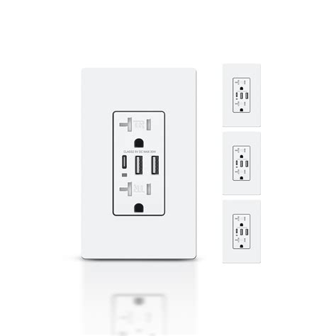 Buy TOPELER USB Outlet, 3-Port Type C USB Wall Outlet, 20 Amp Tamper ...