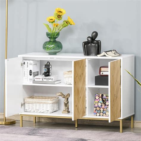 Buy Modern Natural Wood 3-Door Accent Sideboard Storage Cabinet with ...