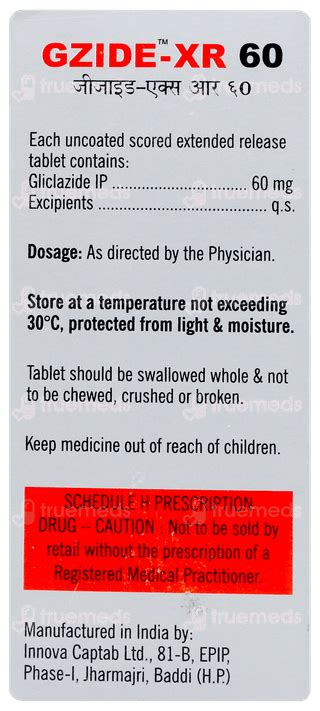 Gzide 60 MG Xr | Order Gzide 60 MG Tablet Xr Online at Truemeds