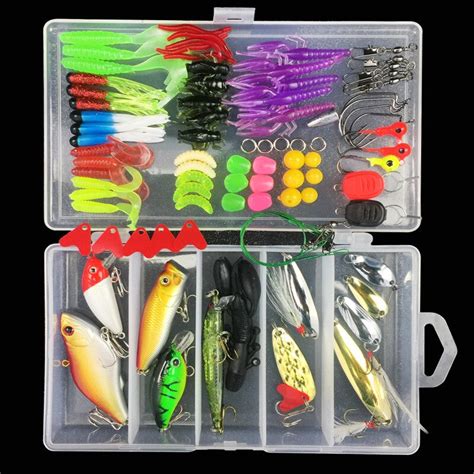 Kit de soft baits e spinners para pescaria esportiva de viagem