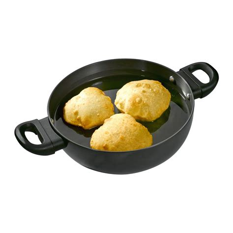 Buy Usha Shriram Hard Anodised Deep Round Kadhai with Stainless Steel ...