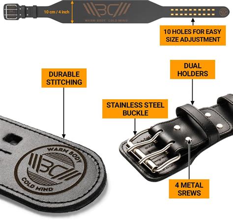 WARMBODYCOLDMIND WARM BODY COLD MIND Leather Weight Lifting Belt 4 ...