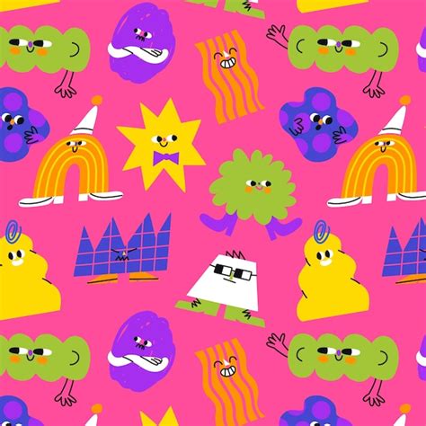 Hand drawn quirky pattern template | Premium Vector