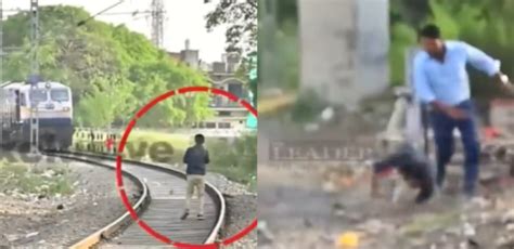 Drunk Man Jumps In Front Of Moving Train, Stops It