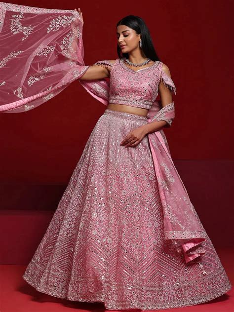 Buy Libas Art Pink Embellished Net Lehenga Set Online at Rs.7499 | Libas