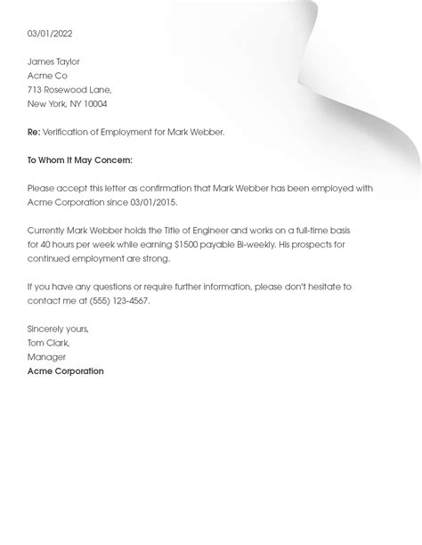 Certification Of Employment Letter Template
