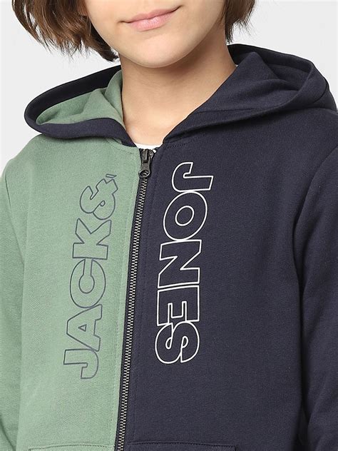 Buy Blue Colourblocked Zip-Up Sweatshirt for Boys Online at Jack&Jones ...