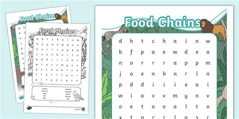 KS1 Food Chains Word Search