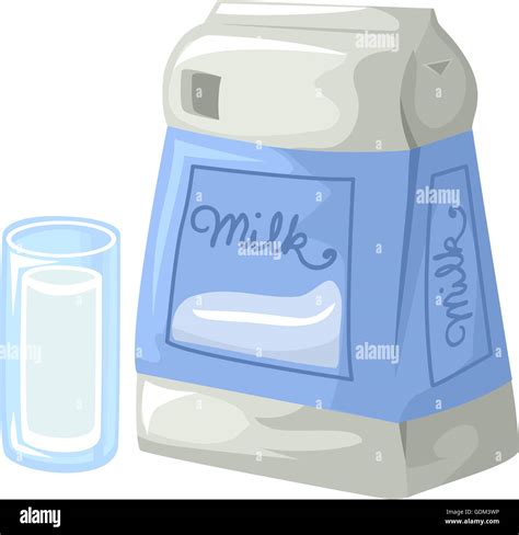 Illustration of a Glass of Milk Sitting Beside a Bag of Powdered Milk ...